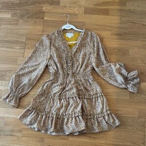 Love Riche Floral Mini Dress in Brown and Cream